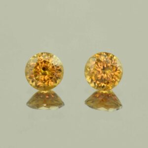 YellowOrangeZircon round pair 6.5mm 3.34cts N zn6639