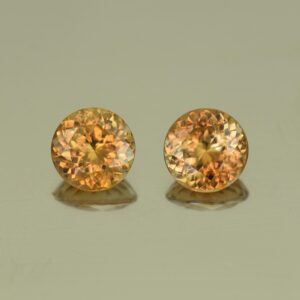 YellowOrangeZircon round pair 8.3mm 6.68cts N zn4534 SOLD