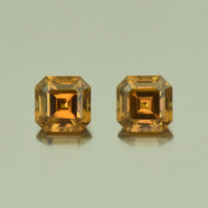 YellowOrangeZircon sq eme cut pair 5.0mm 2.05cts N zn5336 SOLD