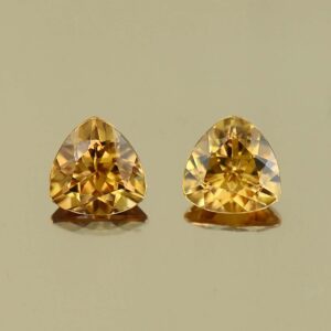 YellowOrangeZircon trill pair 6.4mm 2.54cts N zn4183