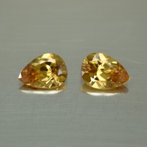 YellowZircon pearshape pair 10.6x7.5mm 6.08cts zn1146 SOLD