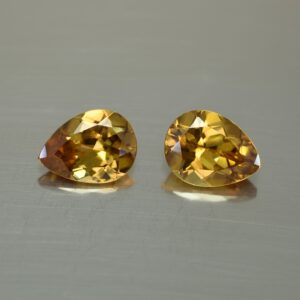YellowZircon pearshape pair 12.0x9.0mm 10.29cts zn3576