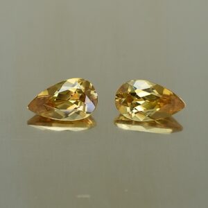 YellowZircon pearshape pair 9.5x5.5mm 3.87cts zn1598