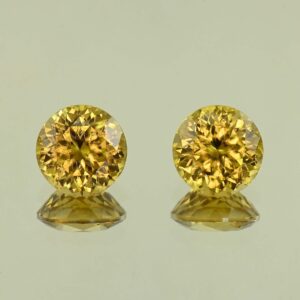 YellowZircon round pair 10.0mm 12.04cts H zn8111 SOLD