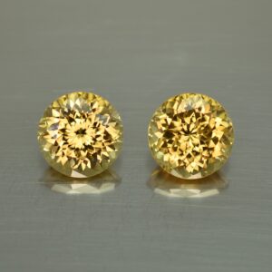 YellowZircon round pair 10.1mm 12.18cts zn402 SOLD