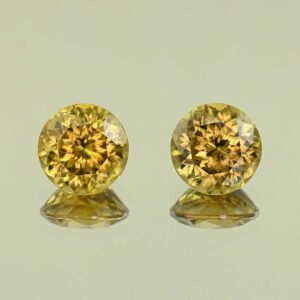 YellowZircon round pair 12.0mm 20.84cts H zn8112