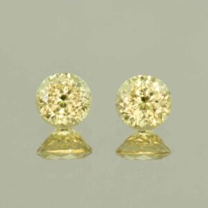 YellowZircon round pair 6.0mm 2.56cts H zn6647 SOLD