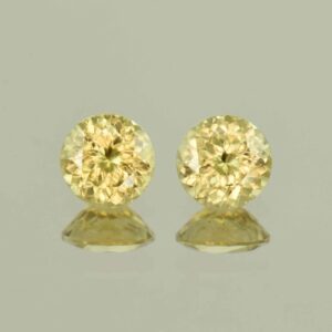 YellowZircon round pair 7.0mm 3.89cts H zn6649 SOLD
