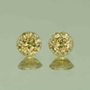 YellowZircon round pair 7.0mm 4.17cts H zn5932 SOLD