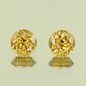 YellowZircon round pair 7.5mm 4.97cts H zn8106 SOLD