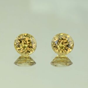YellowZircon round pair 8.5mm 6.67cts H zn3785 SOLD