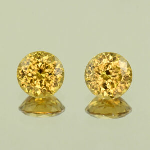 YellowZircon round pair 8.5mm 7.06cts H zn8107 SOLD