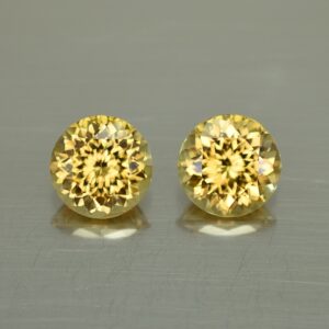 YellowZircon round pair 8.5mm 7.07cts zn783 SOLD