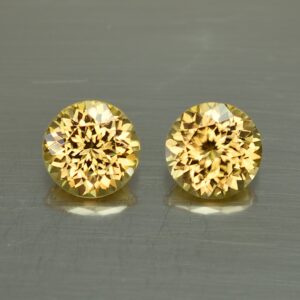 YellowZircon round pair 8.5mm 7.10cts zn3574 SOLD