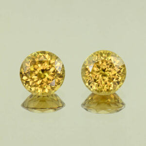 YellowZircon round pair 9.4mm 9.73cts H zn8110 SOLD