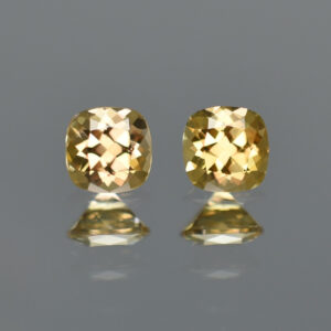 YellowZircon sq cush pair 6.1mm 2.99cts H zn2693 crop SOLD