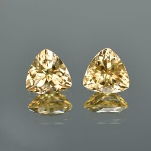 YellowZircon trillion pair 9.6mm 8.48cts zn3185RedGarnet trill 7.4mm 2.00cts N rg605 SOLD