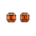 RedOrangeZircon sq eme cut pair 7.0mm 4.65cts N zn6635 sh