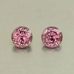 RoseZircon round pair 8.0mm 6.00cts H zn8265