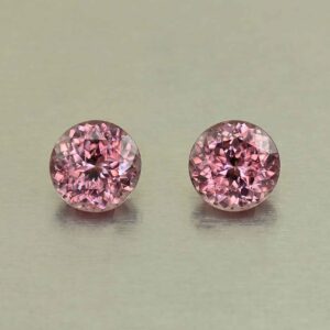 RoseZircon round pair 8.1mm 8.0mm 6.27cts H zn8273