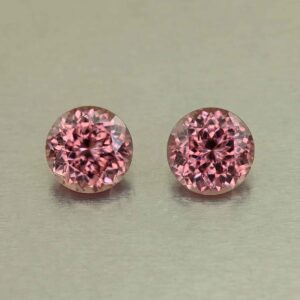 RoseZircon round pair 8.6mm 7.22cts H zn8278 SOLD